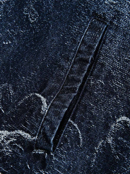 Jeansjacke mit gekreuztem Jacquard-Reißverschluss