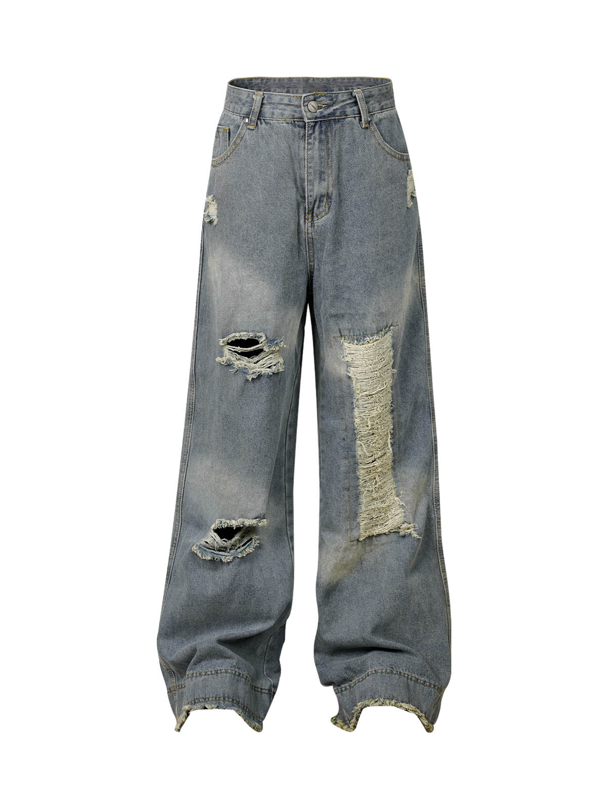 Thesupermade – Verwaschene, zerrissene Baggy-Jeans 