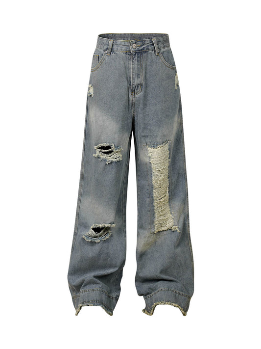 Thesupermade – Verwaschene, zerrissene Baggy-Jeans 