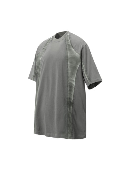 Retro Functional Patchwork Dirty Dyed T-shirt