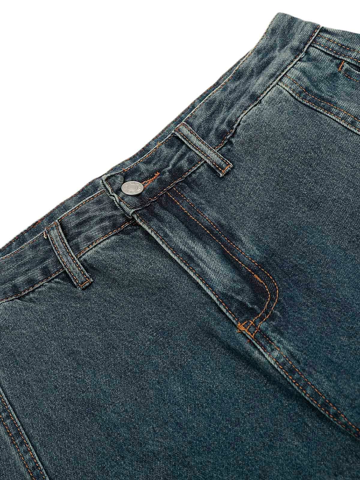 Gewaschene, dekonstruierte Baggy-Barrel-Jeans mit geteiltem Scimitar-Schnitt