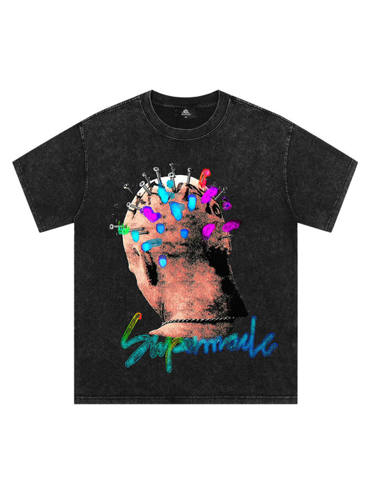 Thesupermade – T-Shirt mit Street-Artistic-Painting-Portrait 