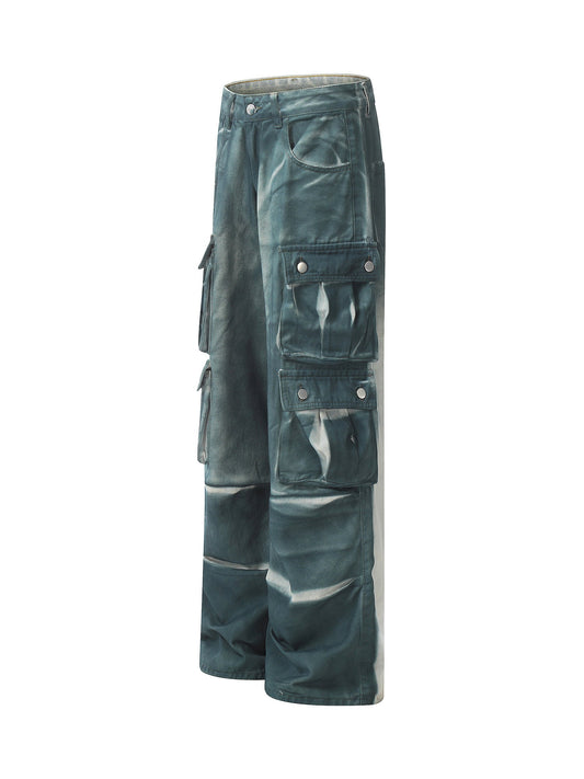 Thesupermade Gradient Dip Dye Wash Multi-Pocket Cargo Jeans - 2276