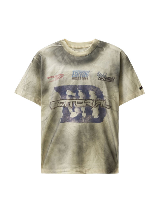 Thesupermade Dirty Wash Heavy Print Street Rap T-Shirt - 2392