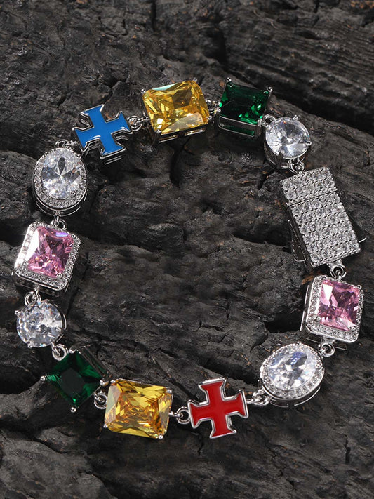 Bunte Zirkon Evil Eye Kreuz Halskette
