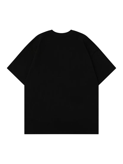 Thesupermade Loose American Fuzzy Fun Printed T-shirt