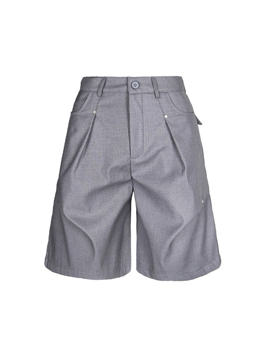 Street Retro Plissee-Shorts mit Nieten