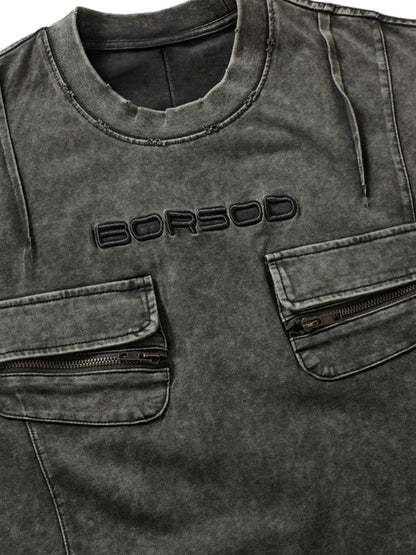 Vintage Washed Multi-Pocket T-Shirt