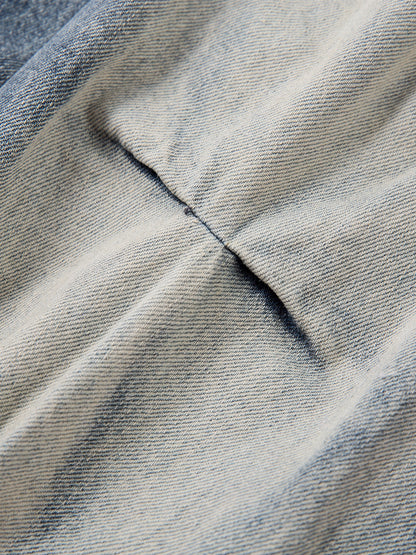Distressed Washed Pleated Jeans