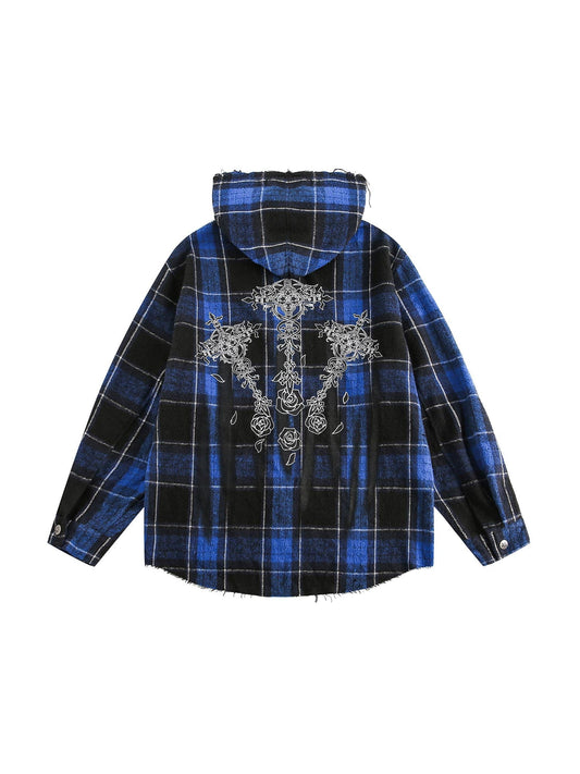 Thesupermade – Kariertes, gebürstetes Cardigan-Kapuzenhemd