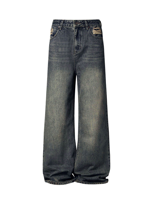 Verwaschene Dirty-Dye Straight Jeans - 2352