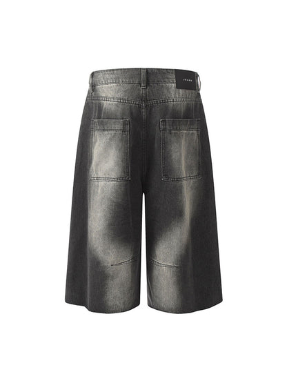 Thesupermade – Jeans-Jeanshose mit verwaschenem Vintage-Muster und Nieten im Farbverlauf 