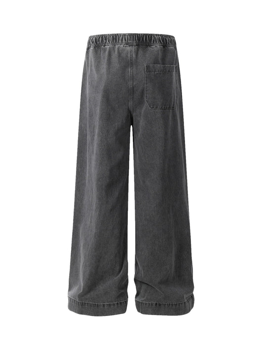 Klassische verwaschene Baggy-Jeans mit Kordelzug