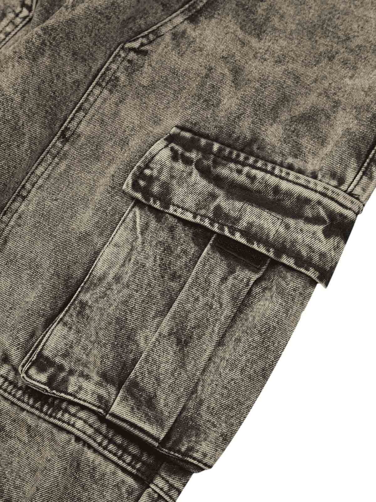Thesupermade American Street Style Washed Distressed Work Jeans - 2354