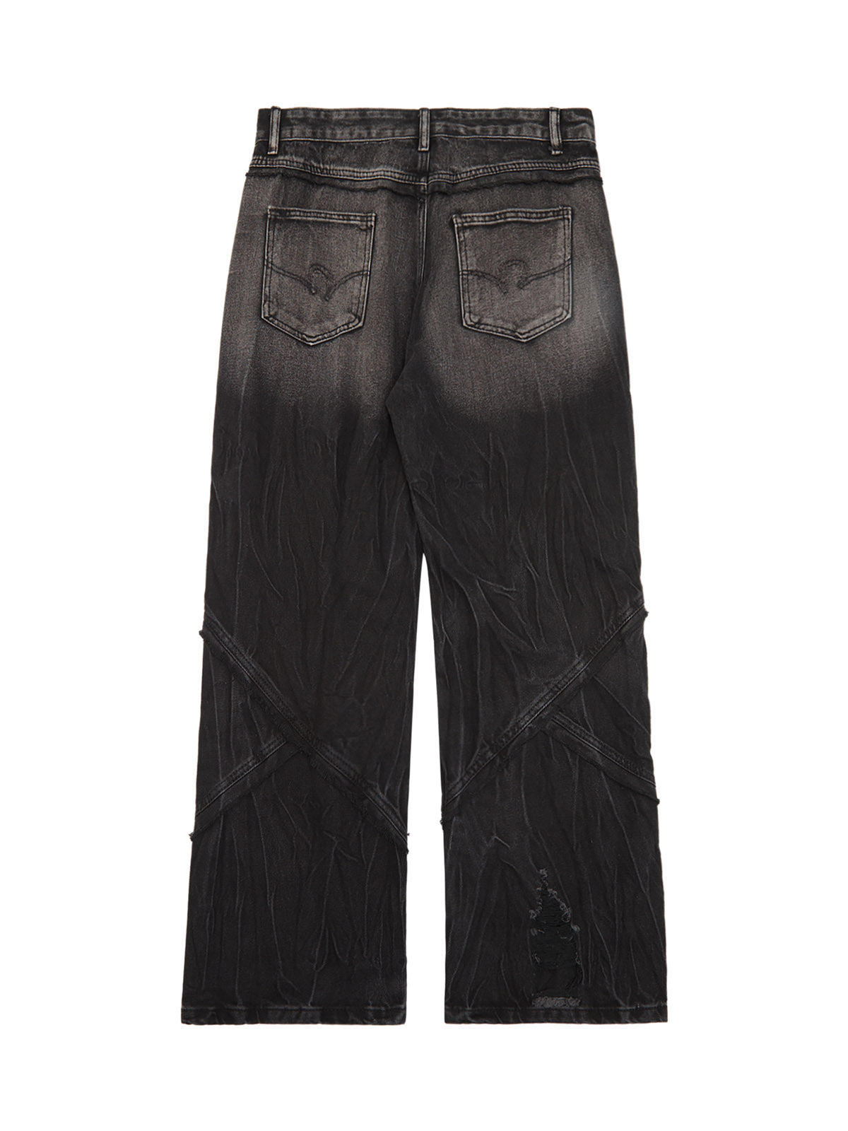 Thesupermade – stark verwaschene, zerrissene Hip-Hop-Jeans mit karierten Nähten – 2174