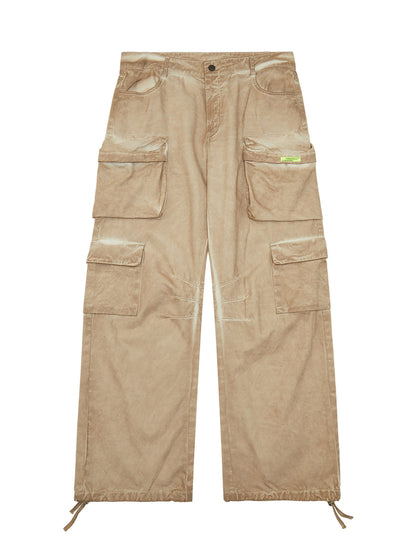 Thesupermade Vintage Wasteland Style Multi Pocket Work Pants