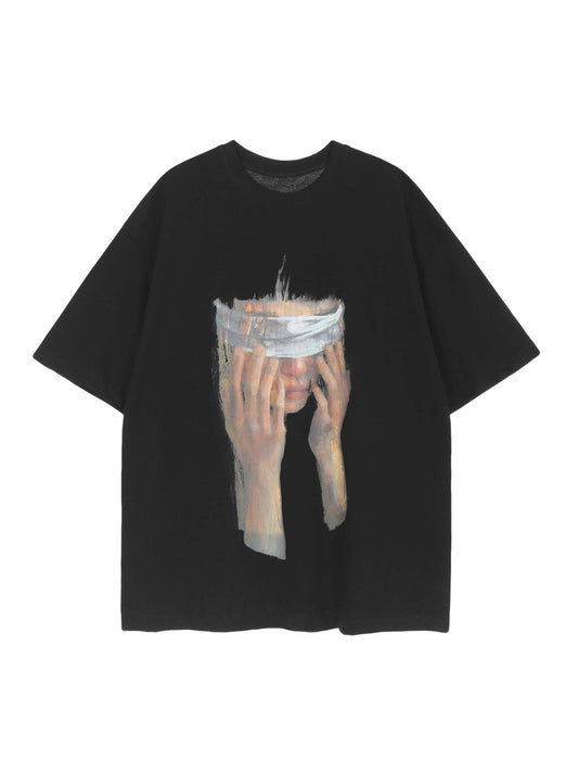 Thesupermade – T-Shirt mit Rundhalsausschnitt und lockerem Aufdruck „American Tide“ – 1640 