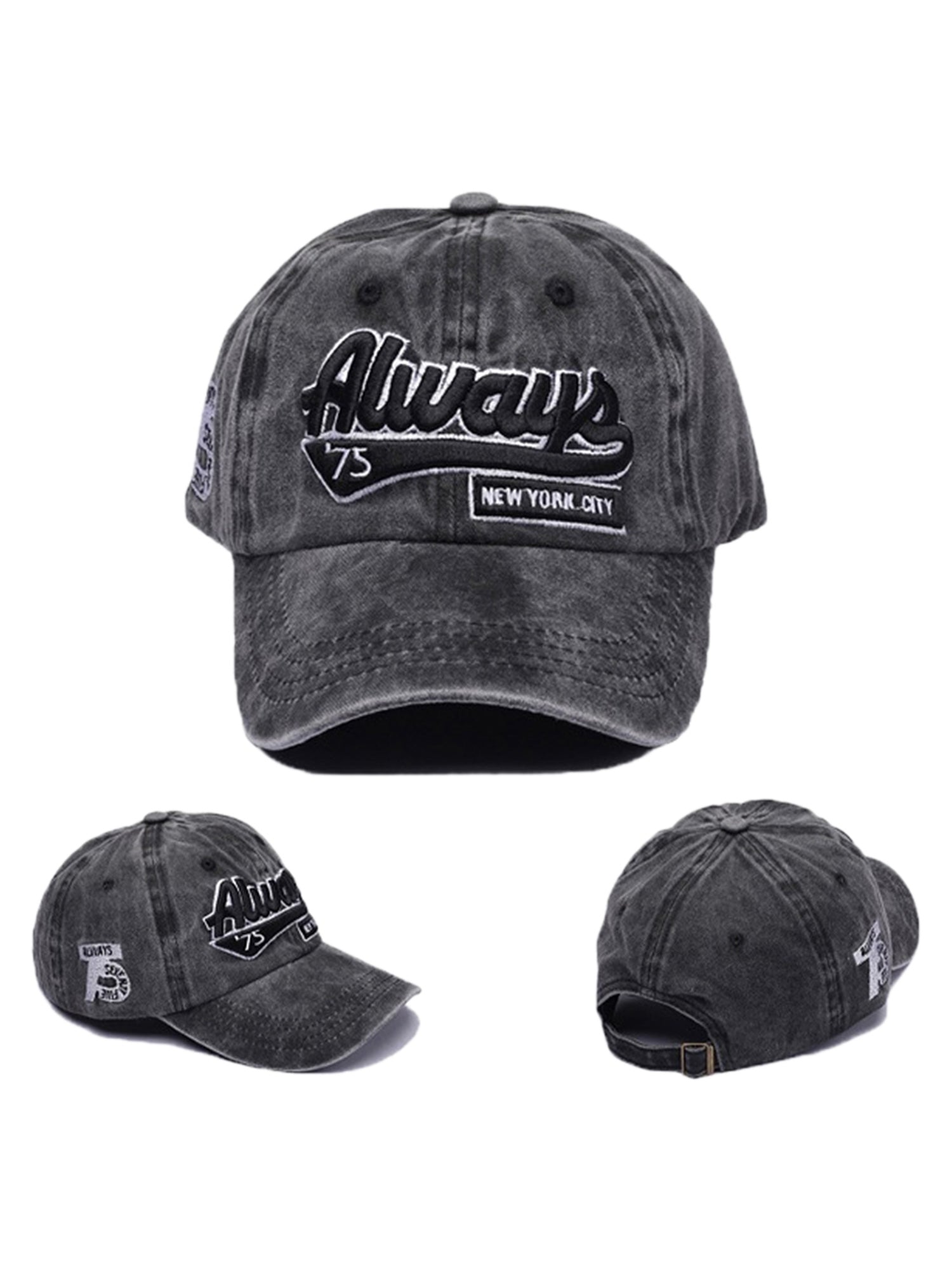 Thesupermade – Baseballkappe aus gewaschenem Denim mit Stickerei im Vintage-Stil 