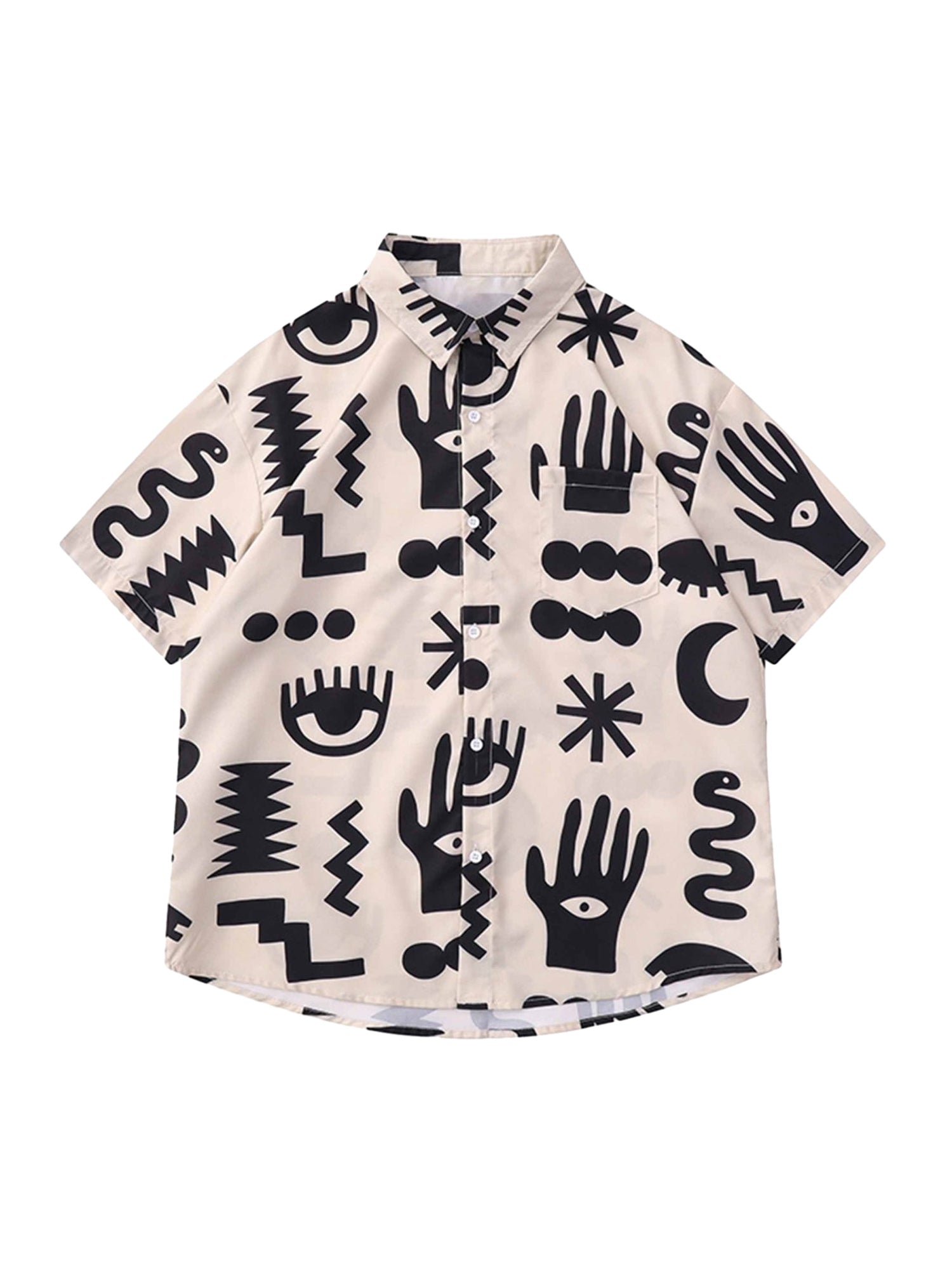 Thesupermade – Kurzärmliges Vintage-Hemd mit durchgehendem Print und Revers 