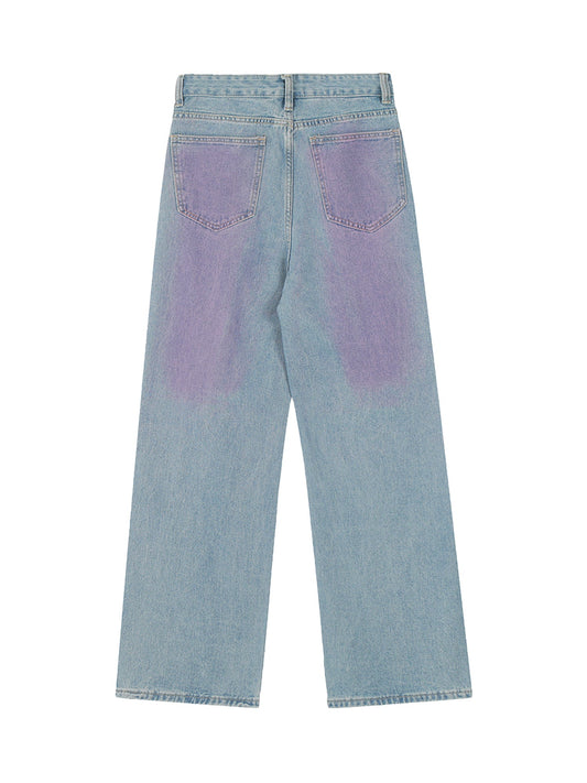 Thesupermade – Jeans im American Retro-Stil mit aufgesprühter Sternstickerei 