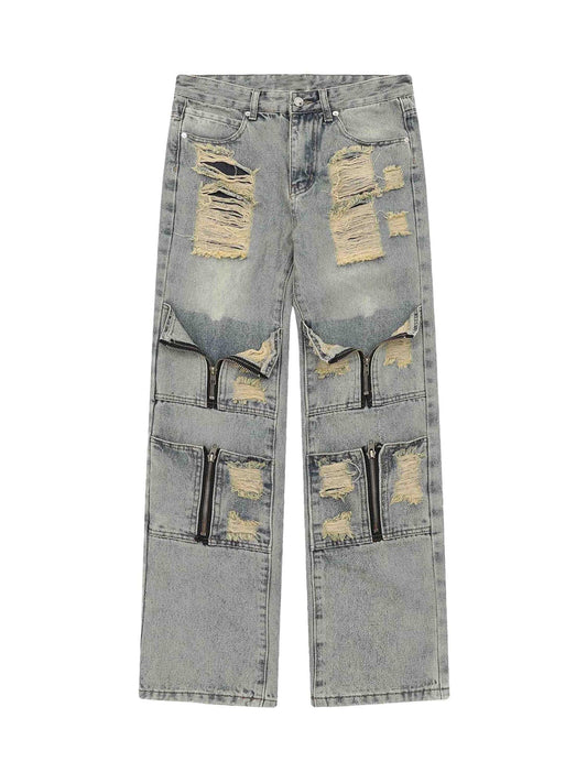 High Street gewaschene und zerrissene Jeanshose mit Arbeitstaschen - 1646 