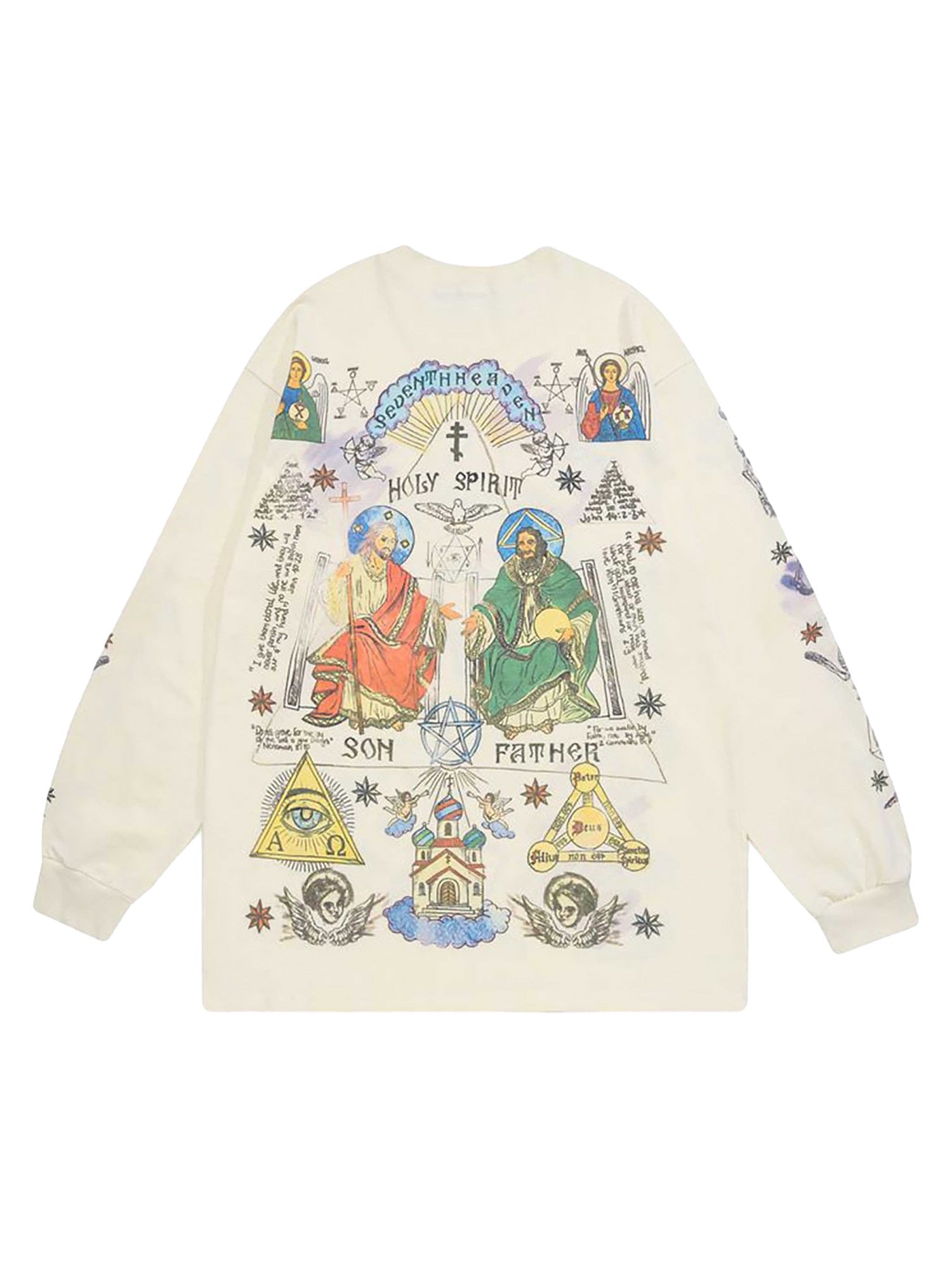 Thesupermade Langarm-T-Shirt mit amerikanischem High-Street-Graffiti 