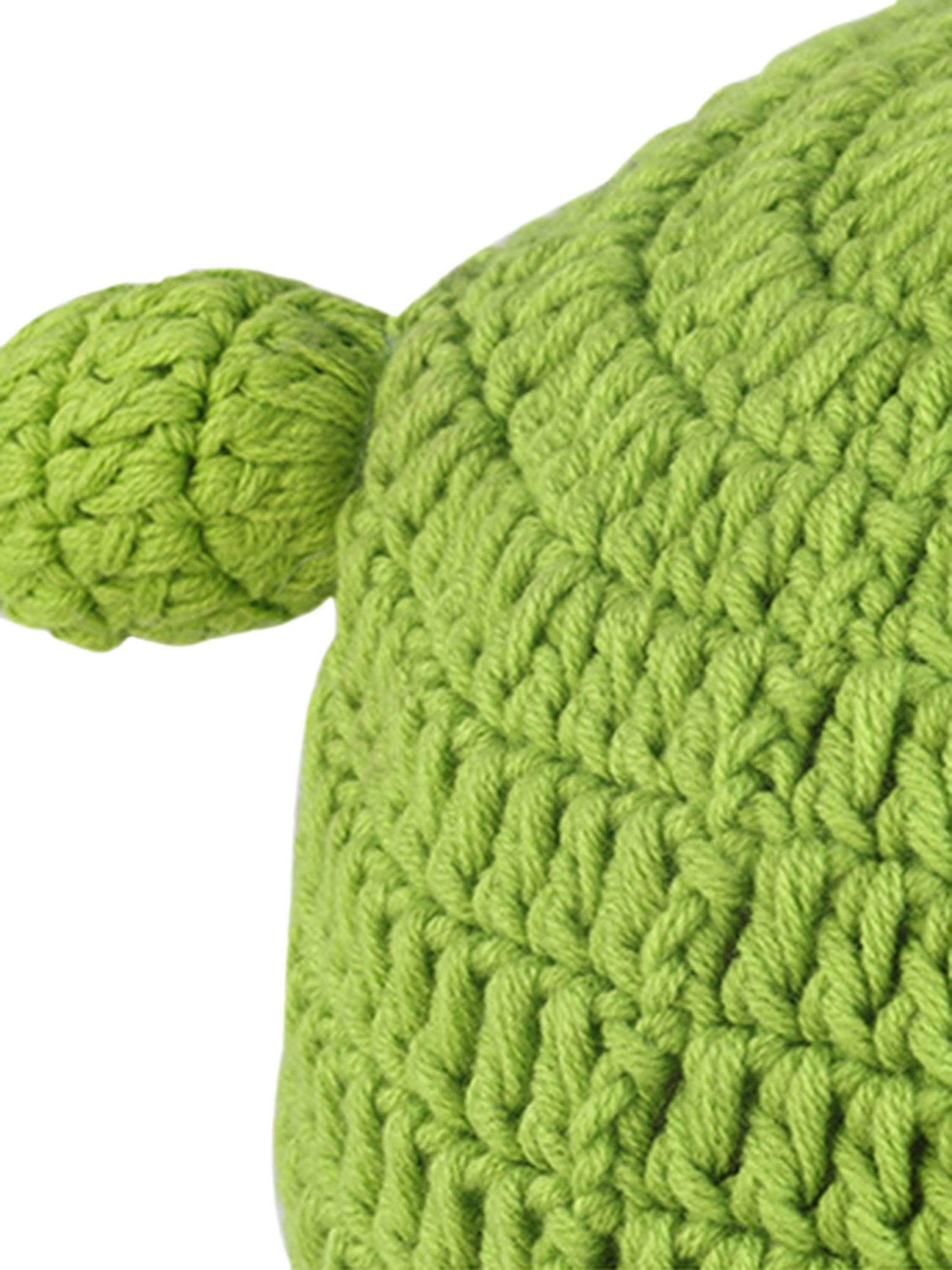 Thesupermade – Lustige, grüne, handgestrickte Kopfbedeckung mit Cartoon-Motiv 