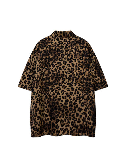 Vintage-Hemd mit Knopfleiste und Wild-Leoparden-Print – 2017 