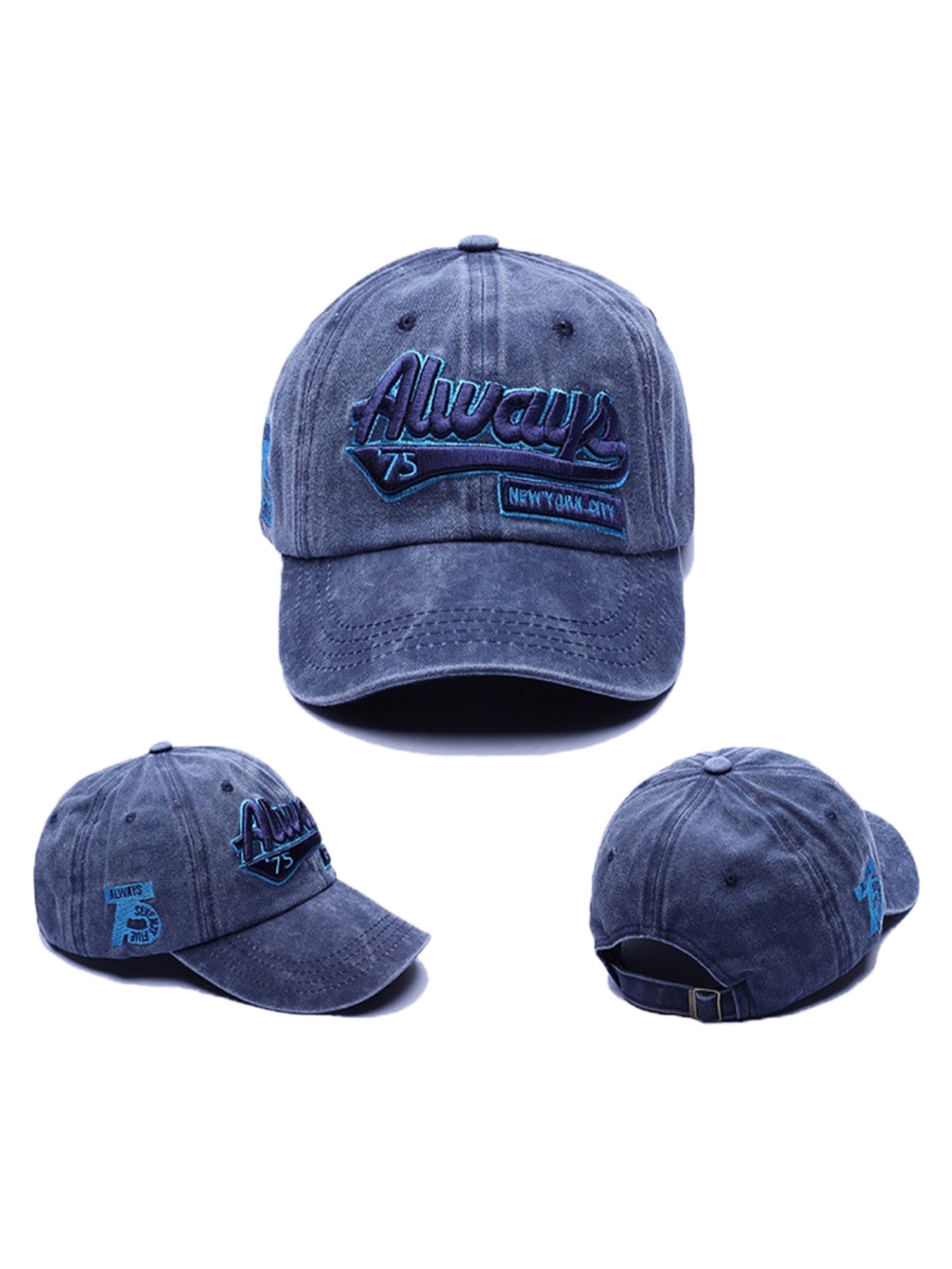 Thesupermade – Baseballkappe aus gewaschenem Denim mit Stickerei im Vintage-Stil 