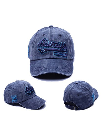 Thesupermade – Baseballkappe aus gewaschenem Denim mit Stickerei im Vintage-Stil 