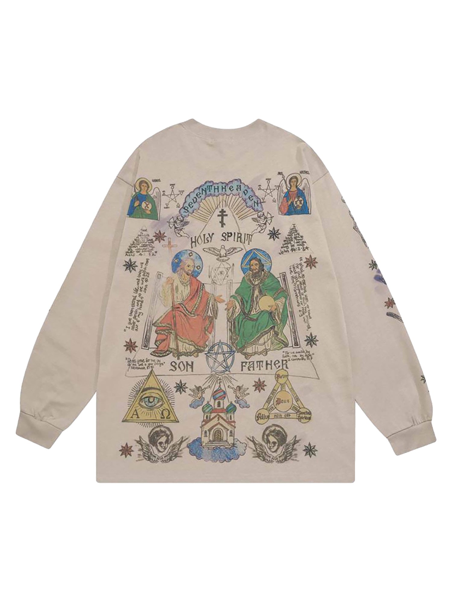 Thesupermade Langarm-T-Shirt mit amerikanischem High-Street-Graffiti 