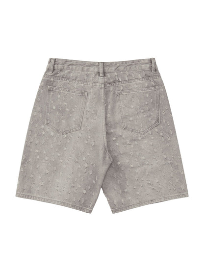 Thesupermade High Street Niche Design Ripped Denim Shorts