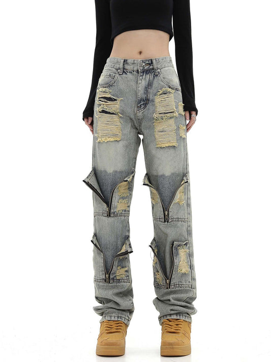 High Street gewaschene und zerrissene Jeanshose mit Arbeitstaschen - 1646 