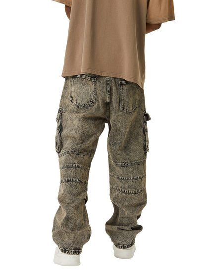 Thesupermade American Street Style Washed Distressed Work Jeans - 2354