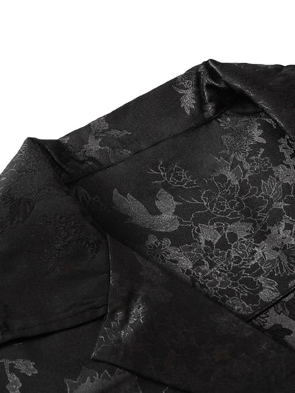 Thesupermade Blätter Muster Schwarze Vintage Shirts 