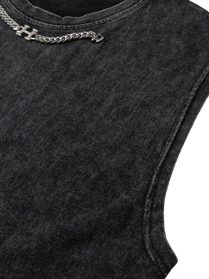 Thesupermade Hip-hop Loose Washed Undershirt -1606