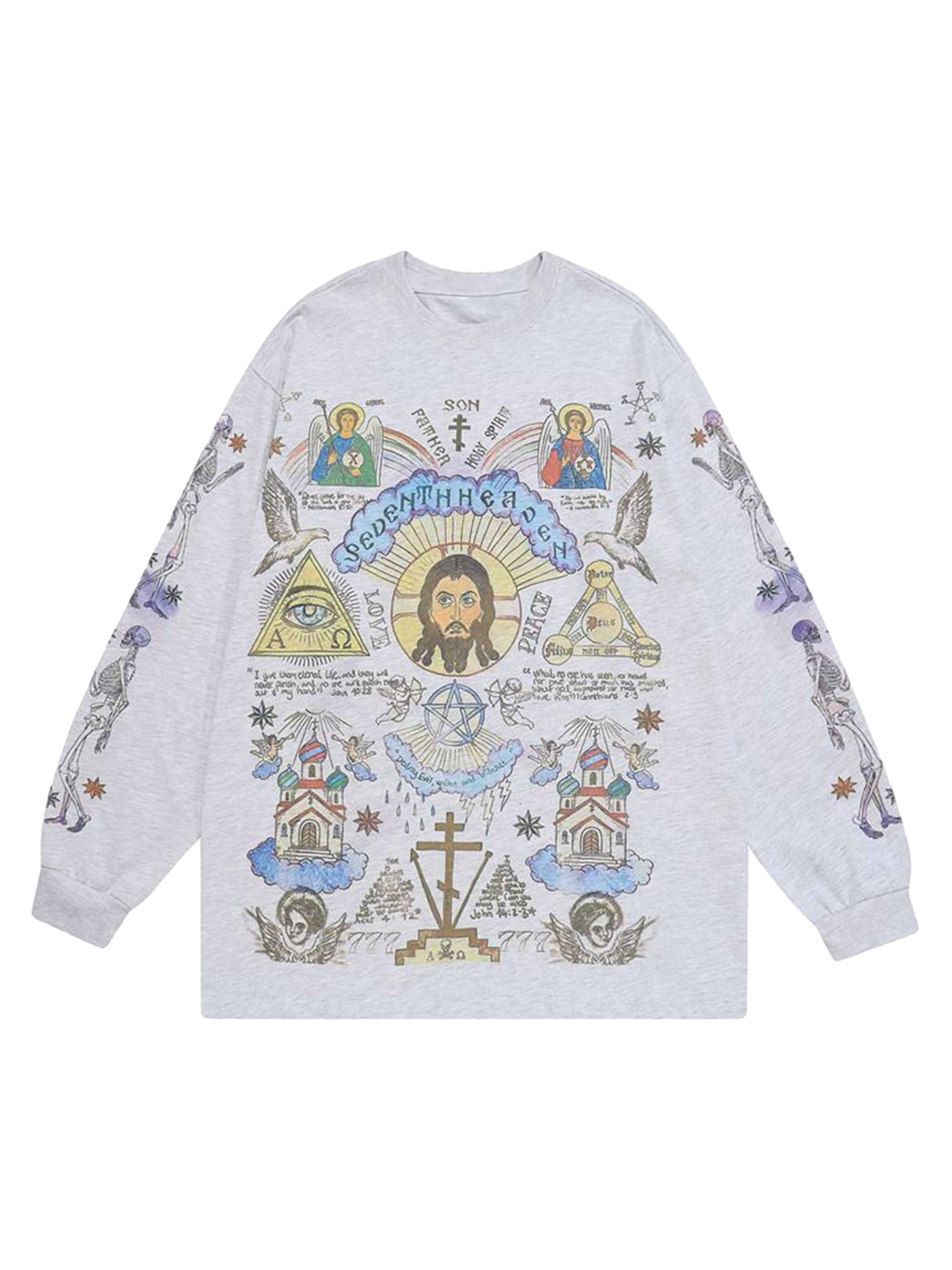 Thesupermade Langarm-T-Shirt mit amerikanischem High-Street-Graffiti 