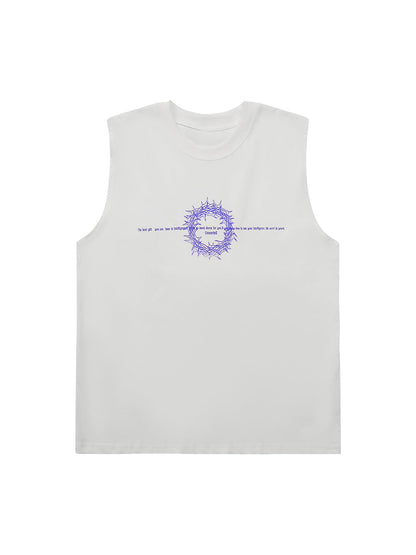 Thesupermade Thorn Ring Retro Font Street Rap Sleeveless Vest