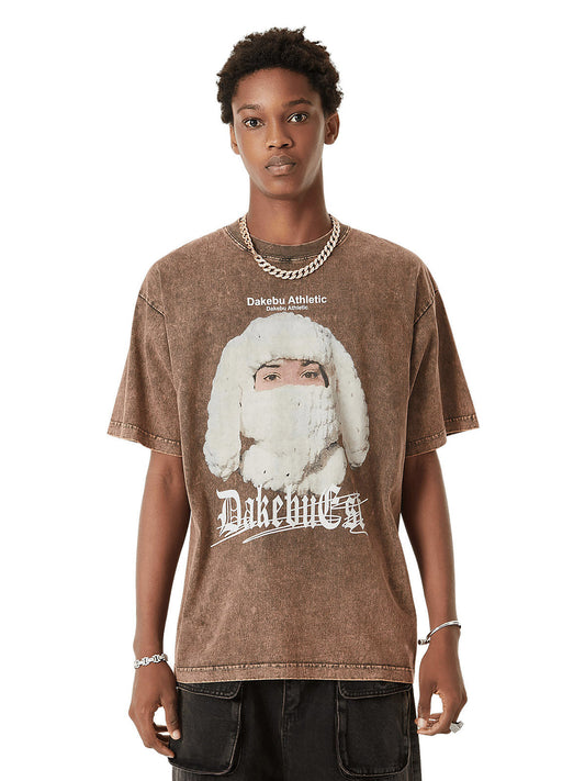 Thesupermade – T-Shirt „Portrait“ im verwaschenen Distressed-Look für Street-Rap 