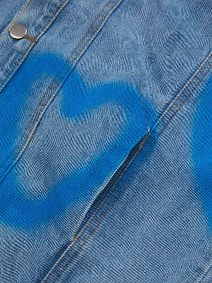 American Spray-painted Love Sleeveless Denim Jacket - 1972