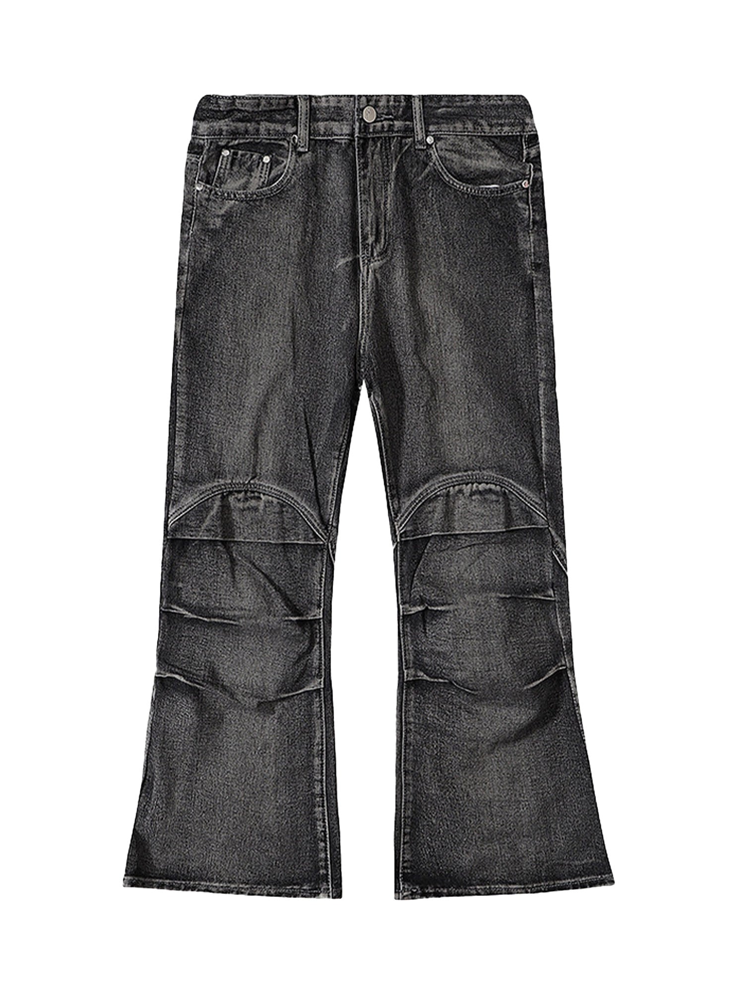 Schlagjeans im Wasteland-Stil mit verwaschener Used-Optik und Falten 
