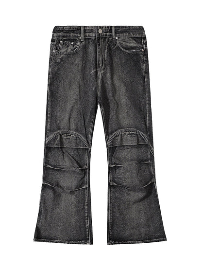Schlagjeans im Wasteland-Stil mit verwaschener Used-Optik und Falten 