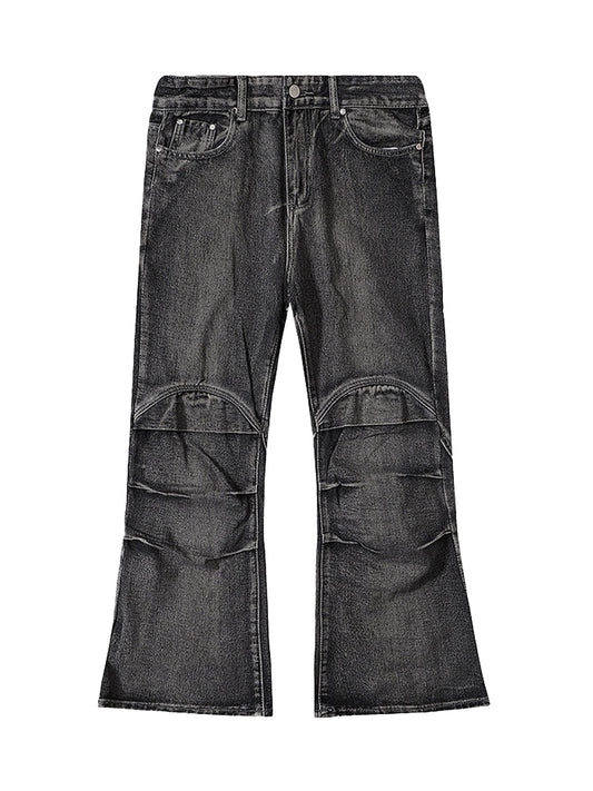 Schlagjeans im Wasteland-Stil mit verwaschener Used-Optik und Falten 
