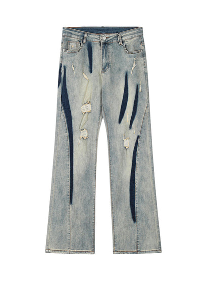 Thesupermade – Hip-Hop-Jeans mit verwaschener Vintage-Split-Struktur 