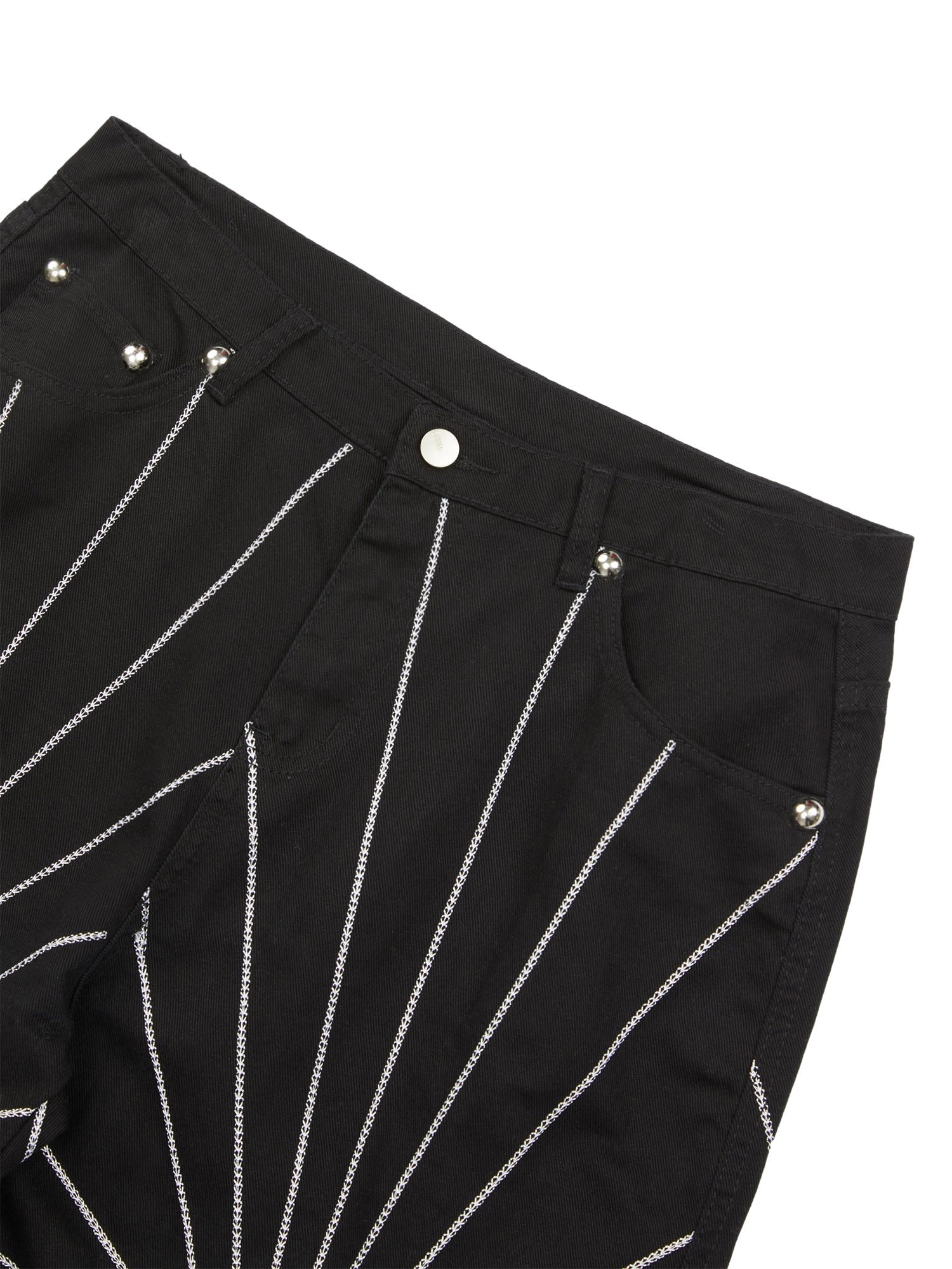 Thesupermade Heavy Spider Web Embroidered Topstitch Jeans