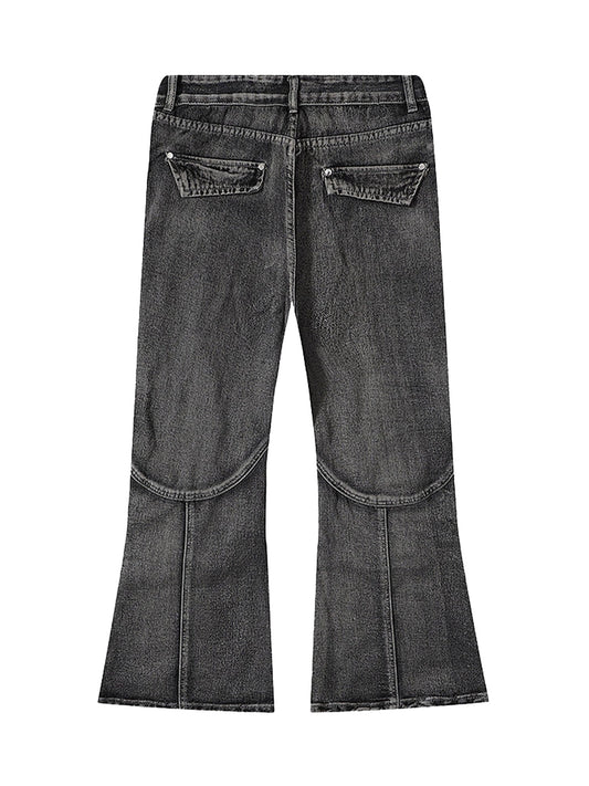Schlagjeans im Wasteland-Stil mit verwaschener Used-Optik und Falten 