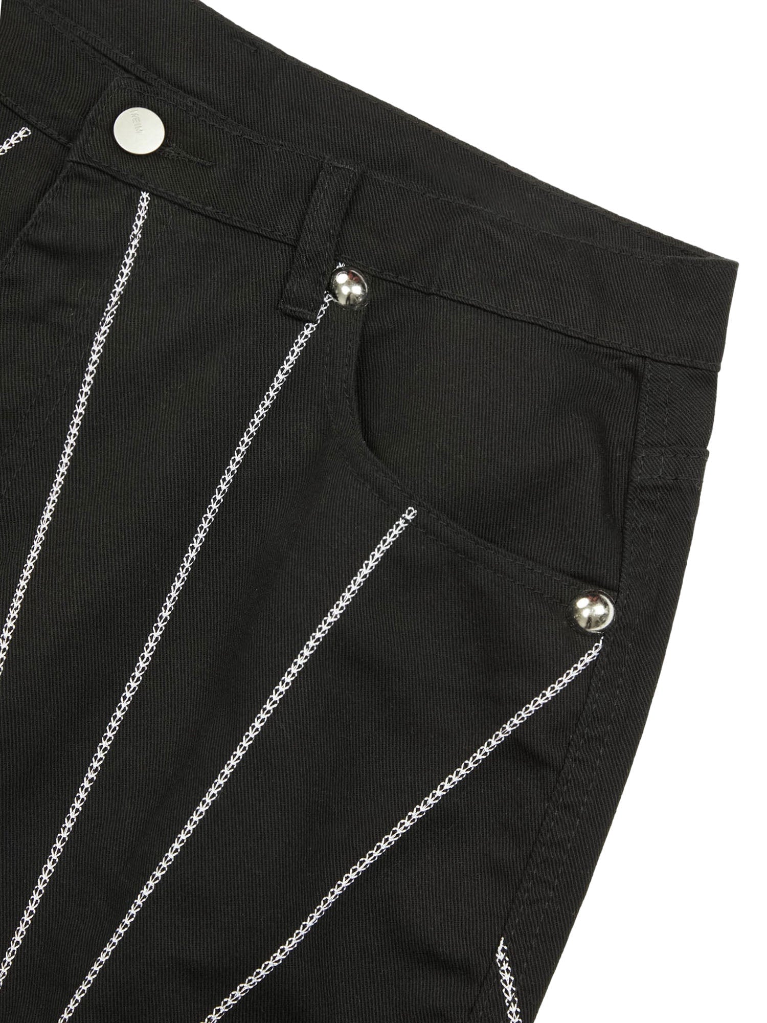 Thesupermade Heavy Spider Web Embroidered Topstitch Jeans