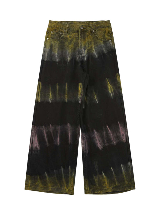 Thesupermade – Gerade Jeans mit Batikmuster und Graffiti-Fun-Motiv von Thesupermade 