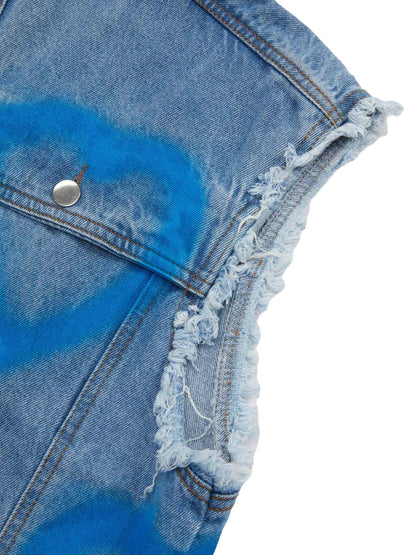 American Spray-painted Love Sleeveless Denim Jacket - 1972