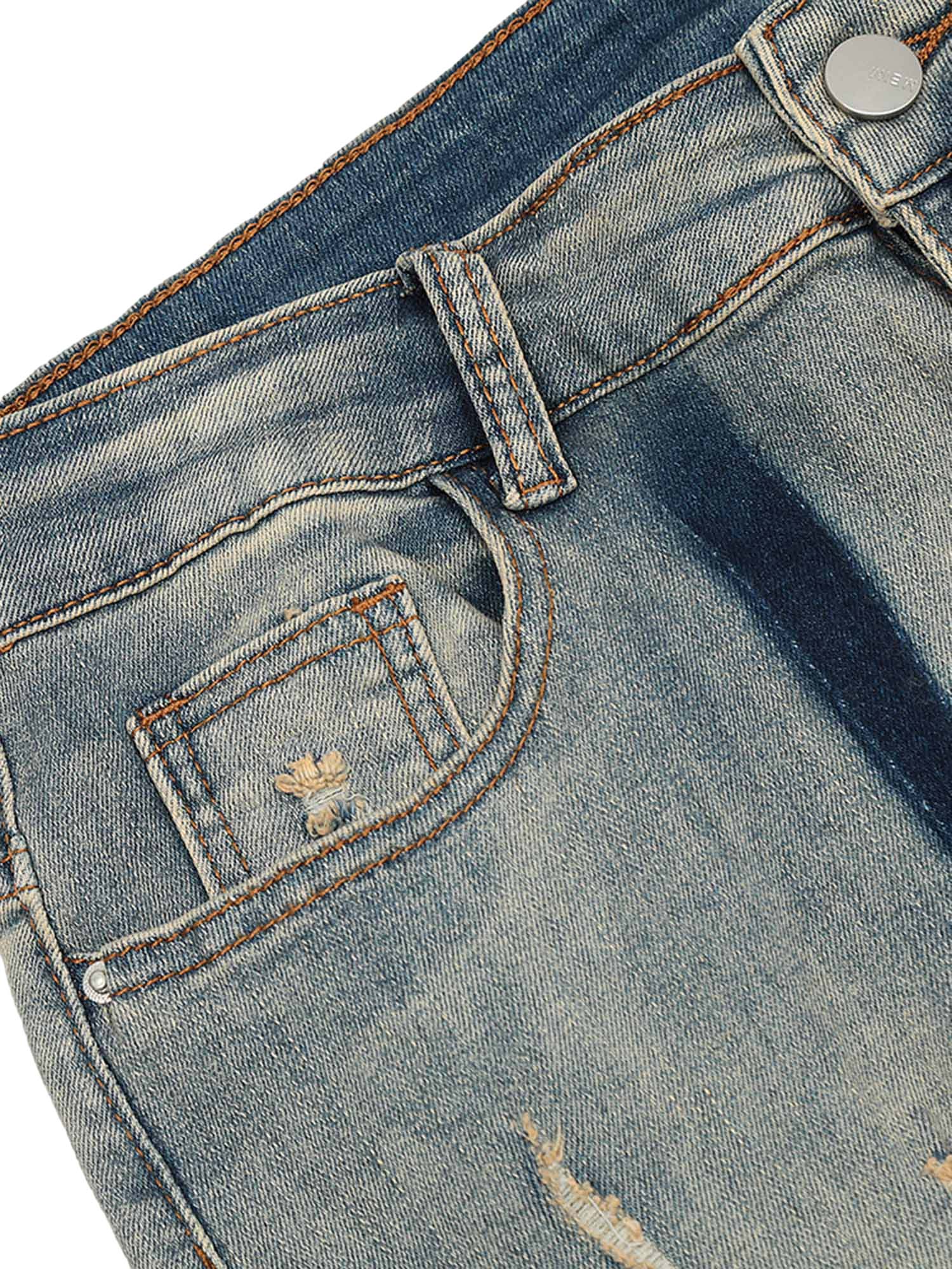 Thesupermade – Hip-Hop-Jeans mit verwaschener Vintage-Split-Struktur 